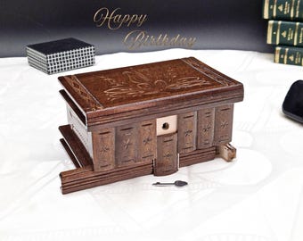 Richard Rothbard パズルボックス ヴィンテージ 木工細工 置物 Vintage Complex Burl Wood Hand Carved Puzzle Box by Richard