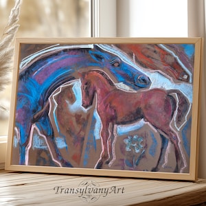 Abstract Horse Print: Pastel Equine Wall Art for Boho Decor (Digital Download)