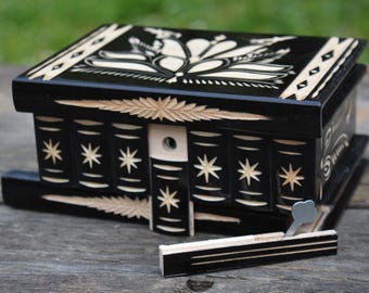 Handmade Wooden Puzzle Box with Secret Compartment: Brain Teaser Stash Box