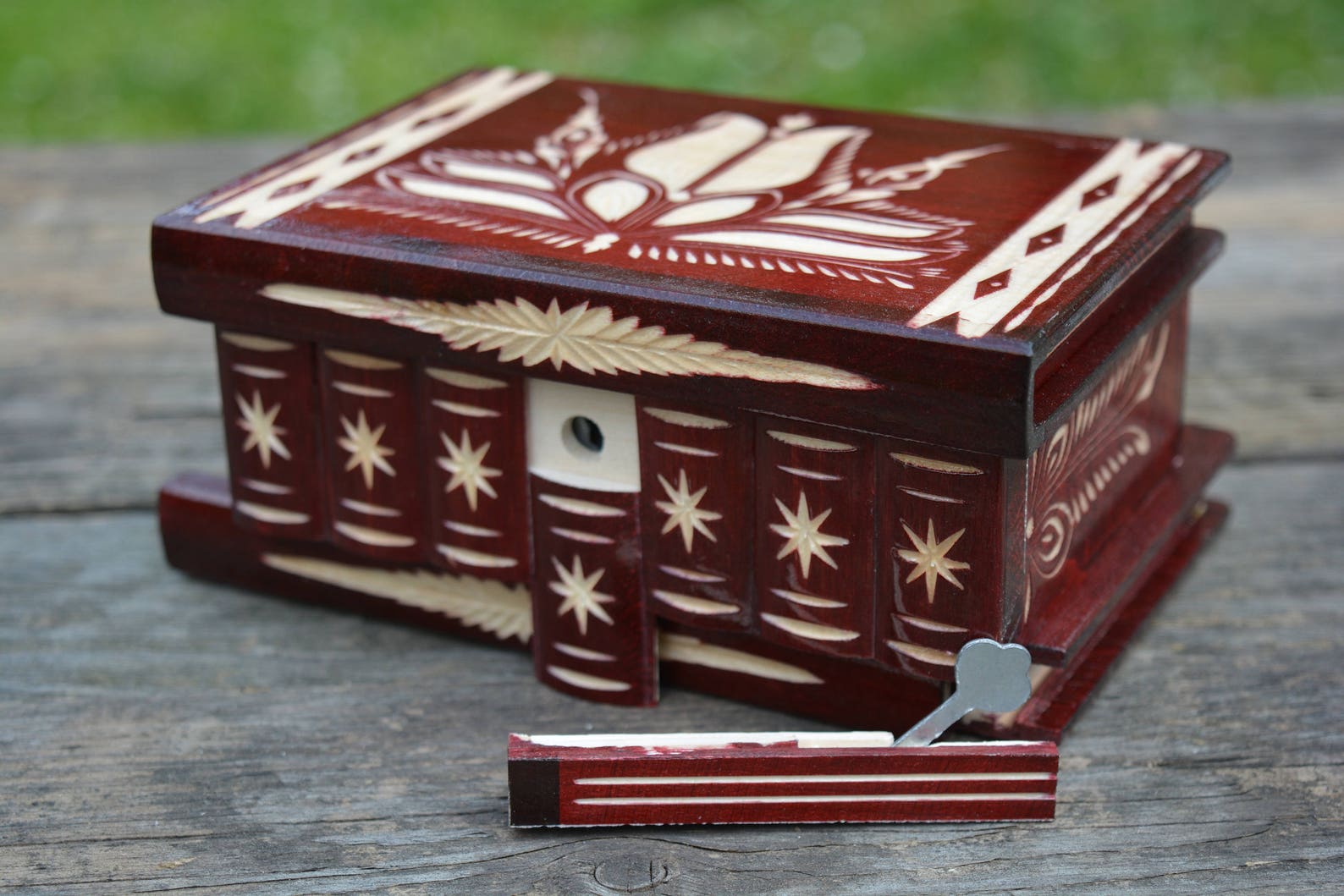 Wooden keepsake box Wood trinket box Secret stash box Etsy