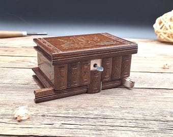 Wooden Puzzle Box with Secret Compartment Hidden Storage Brain Teaser Handmade Mystery Box