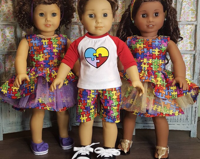 Autism Awareness Dress for 18 Inch Dolls Etsy