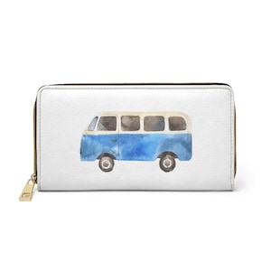 Zipper Wallet, this is a Vintage VW Bus looking Subaru Sambar Classic Purse, Coin Purse, Retro Wallet, Small Purse, Boho Wallet