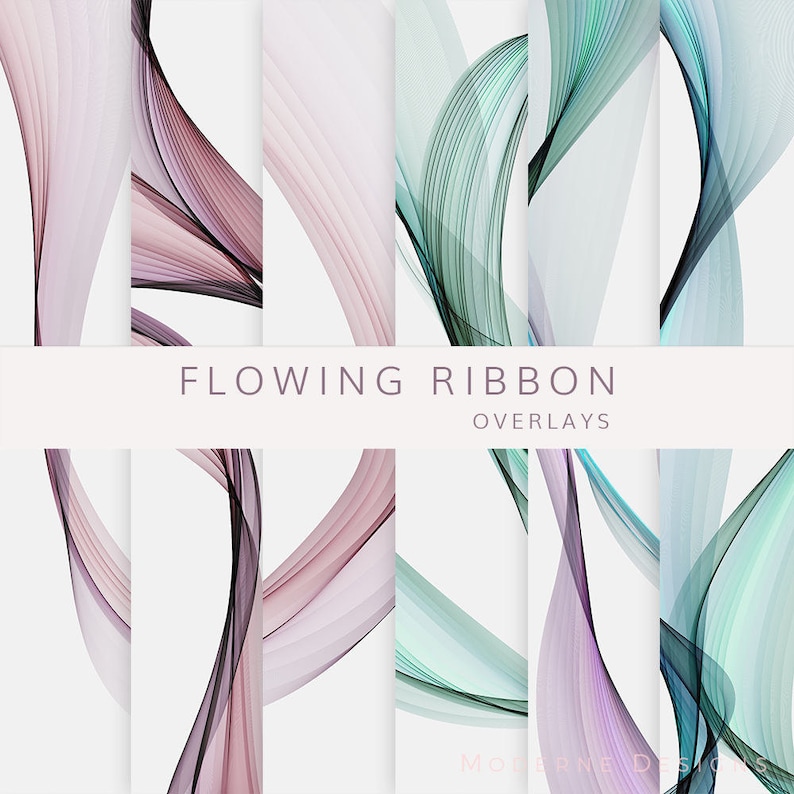 Floating Ribbons Overlay Flowing Ribbon Abstract Designs, Overlays, Digital Paper, Backgrounds ...