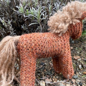 Waldorf knitted horse handmade natural imaginative play toy stuffed farm animal wool lovely Montessori toodler gift realistic creative small