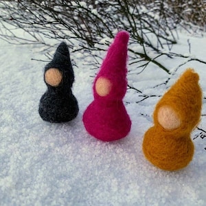 Waldorf wool gnome handfelted wool toy for seasonal or nature table small size needle felted dwarf woolen fairy figure miniature decoration