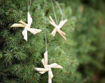Christmas decorations set of 13pcs natural sea grass snowflakes ornaments handmade straw stars for Christmas tree