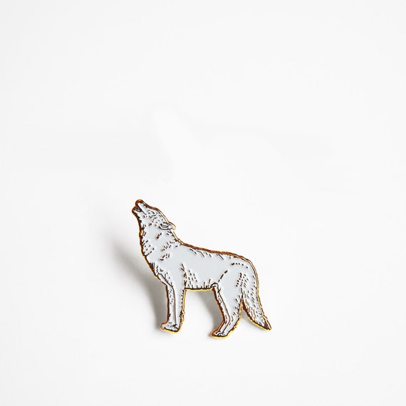 Howling Wolf Enamel Pin Gold Edition Etsy