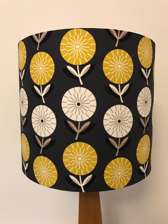 Grey And Mustard Lamp Shade Items similar to SALE Dark Grey Lamp Shade with Mustard and White