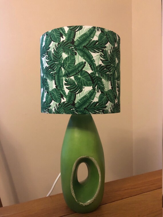 White Lampshade with Green Leaf Print White lampshade | Etsy
