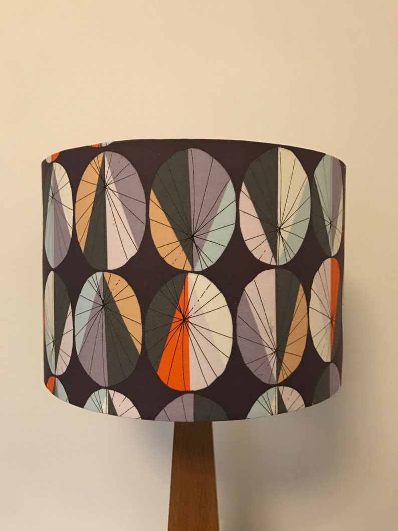 Dark Purple Lamp Shade With Colourful Irregular Ovals Also Available In White