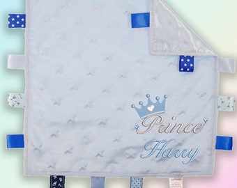 Name Princess Crown Embroidered Baby Dimple Taggy Gift Blanket Personalised Girl 