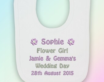 Wedding Bridesmaid Embroidered Baby Pull-Over Bib Gift Personalised