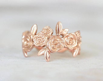 9ct Rose Gold Floral Adjustable Ring