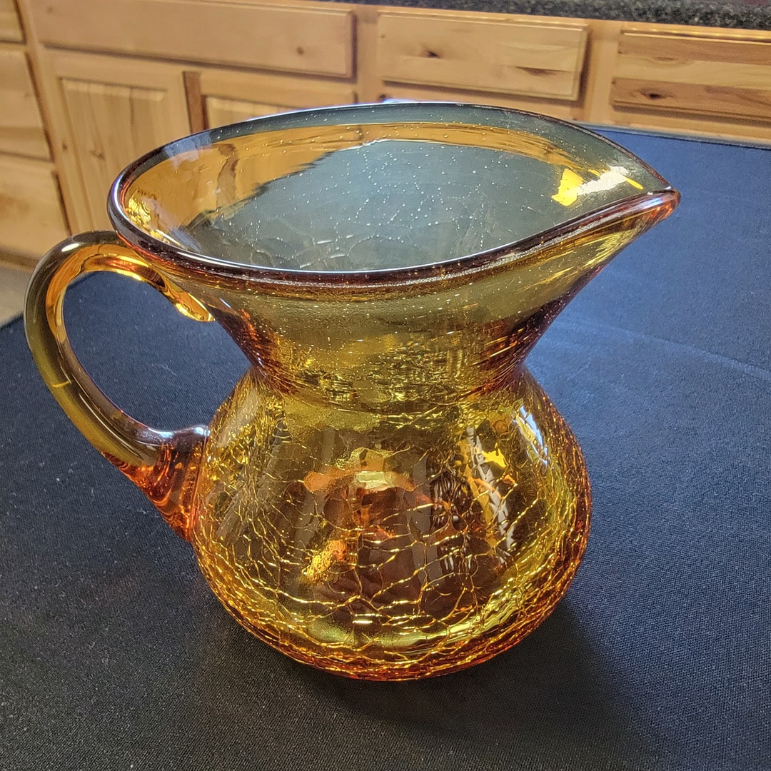 Mini Pitcher Bar Crackle Glass Mini Pitcher in Amber - Etsy