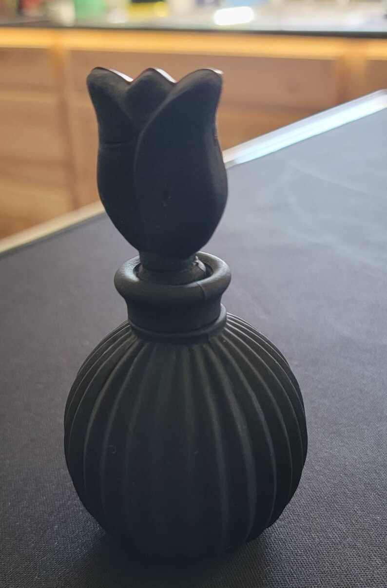 Vintage Matte Black Glass Perfume Bottle Etsy