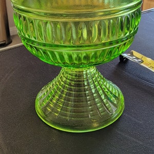 Vintage Green Glass Compote Candy Dish
