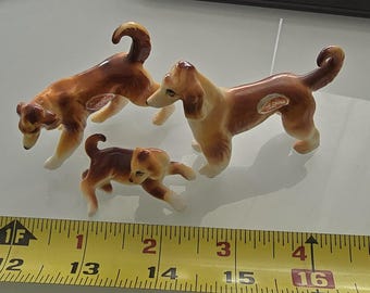 Set of THREE Afghan Hound miniature bone China figurines