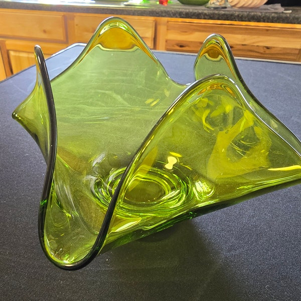 Vintage Viking Art Glass Mid Century Epic Drape Dish