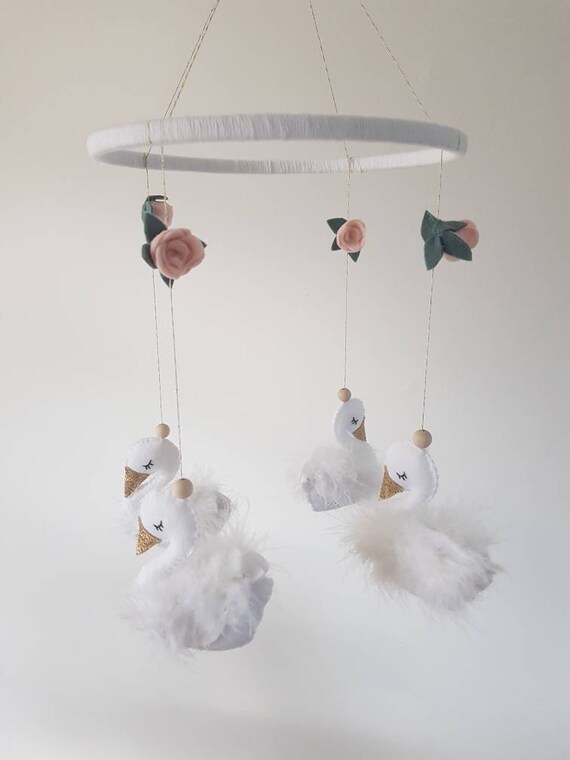 swan cot mobile