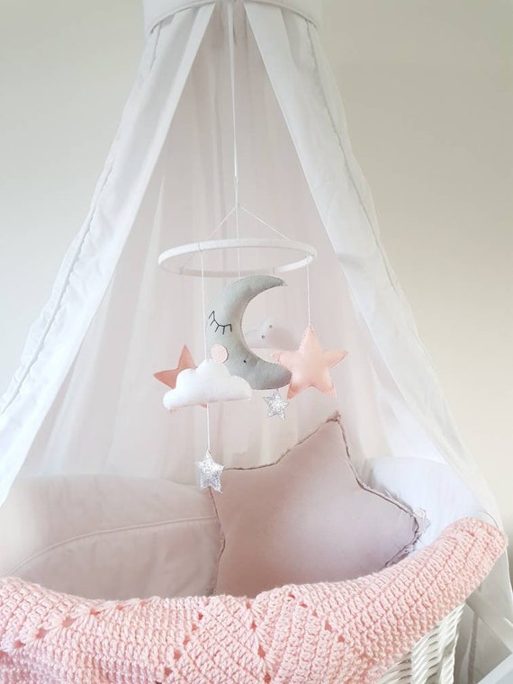 cot mobile pink and grey