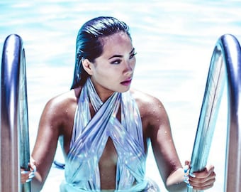 Electric Kynite Holographic Side Boob Cutout Swimsuit
