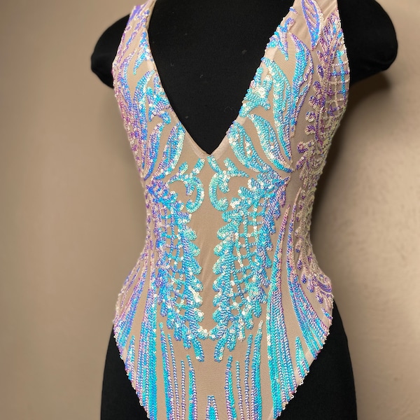 Holo Sequins Swimsuit, Sequins Swimsuit, V-cut Swimsuit, One piece Swimsuit