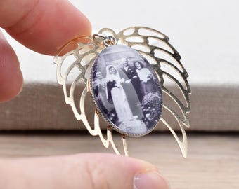 Memorial sencillo con alas de ángel para el ramo de novia - regalo para la novia - medallón de recuerdo para la boda