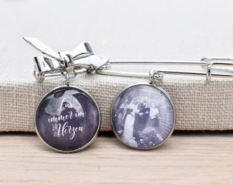 Pin de solapa de acero inoxidable con forma redonda conmemorativa y espacio para tu foto - regalo para los novios - medallón de recuerdo