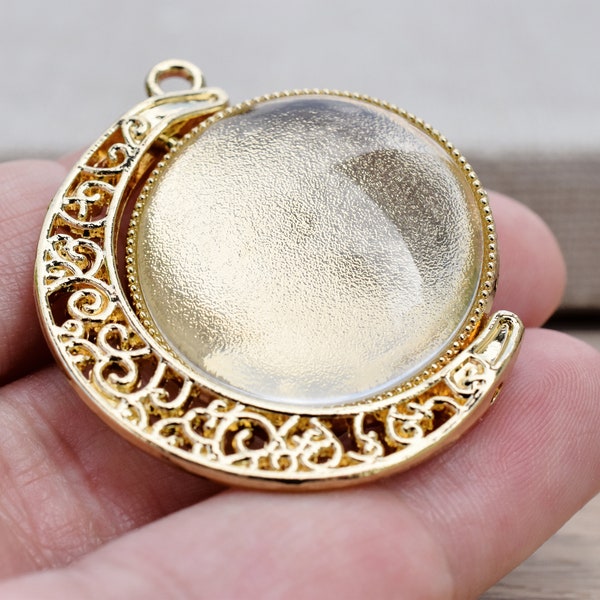 Filigree memorial in the form of a moon for the bridal bouquet to fill yourself - gift for the DIY bride