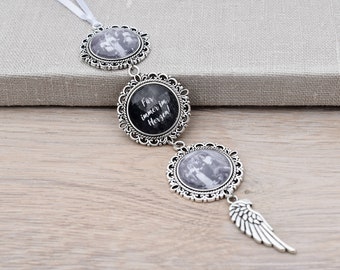 Kette aus mehreren runden Memorials in Kupfer oder Silber mit Text oder Foto - Geschenk für die Braut - Andenken Medaillons für die Trauung