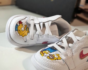 Custom Baby shoes/ Custom Shoes/ Hand painted/ Adidas Custom kicks / Simpsons / kids shoes / baby gift