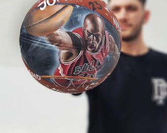 Custom MJ basketball/ Basketball/ Hand painted Ball/Chicago Bulls/ NBA /23/ Gift/ Spalding /Jordan