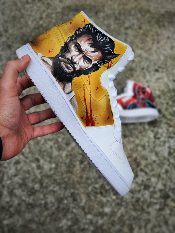 Bull Airs Wolverine Logan X-Men Custom Sneakers Size 8 Rare HTF! Insane Wolverine and Deadpool sneakers up on bullairs.com  main image 4