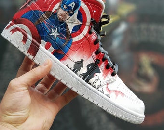Custom Nike Shoes Custom Marvel Shoes Handpainted Air Jordans Handmade Sneakers Ironman wolverine Captain America Deadpool Comic Etsy