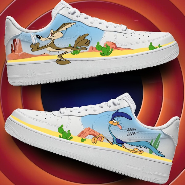 Custom Looney Tunes shoes/ Custom Shoes/ Nike Custom / Nike Air Force 1 / Rooadrunner/ Coyote/ Looney/ Cartoon