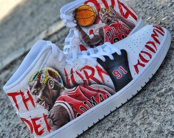 Dennis Rodman/ Custom Nike Schuhe/ Custom Schuhe/ Handbemalt/ Air