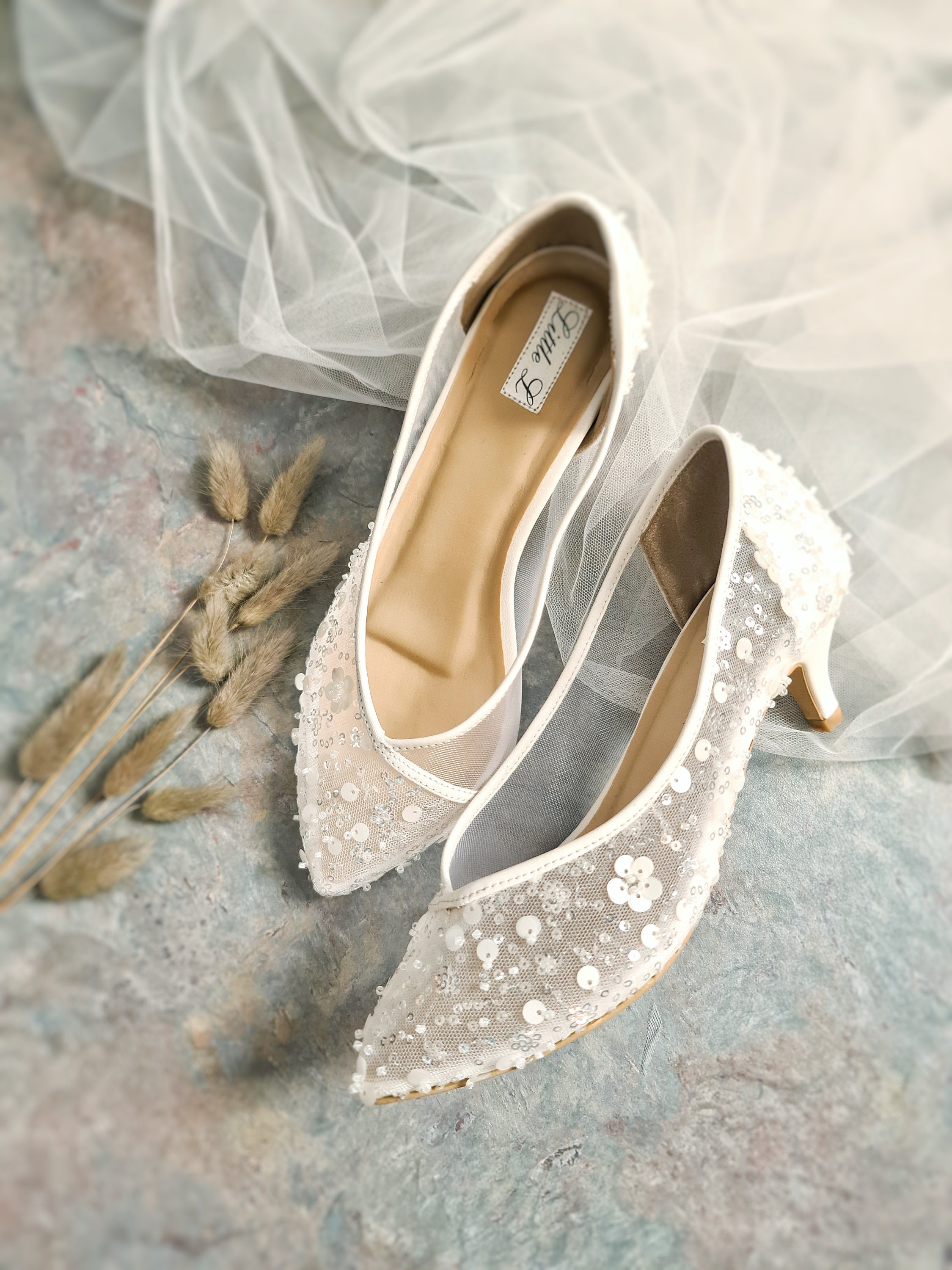 Wedding Shoes Bride Bridal Sequin Lace White Ivory Custom - Etsy