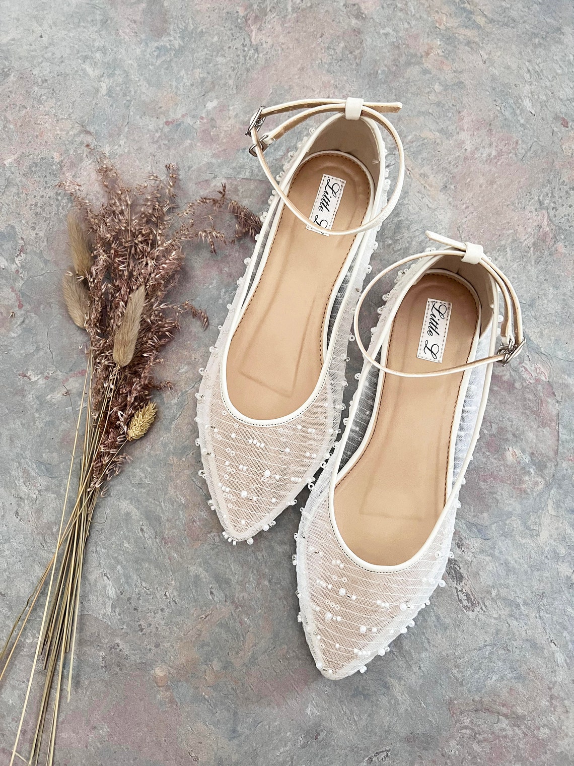 Wedding Shoes Bridal Bride Transparent Lace With Pearl and image 2