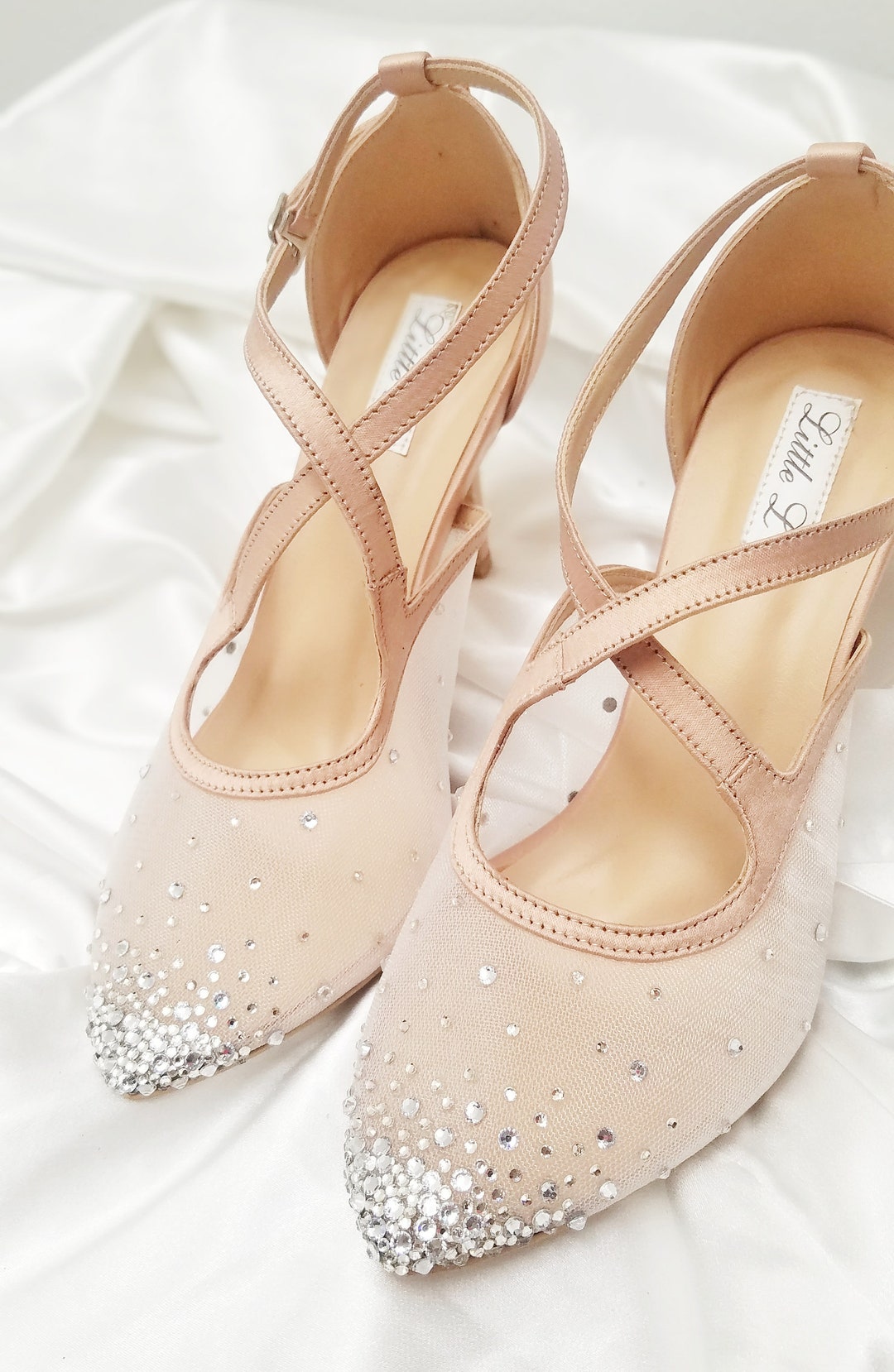 Wedding Shoes Nude Beige Color Bride White Rhinestone Pearl - Etsy UK