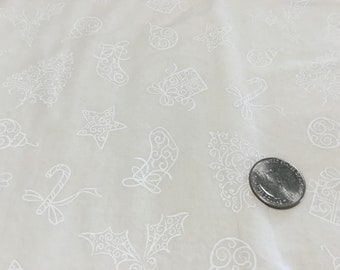 100% Cotton white on light beige Christmas fabric