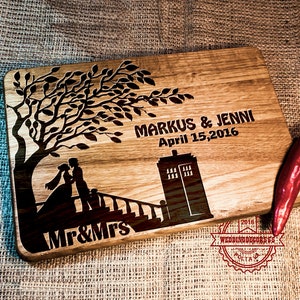 Cutting Board engraved - 266.1 - custom cheese board /  cutting board rustic / monogrammed board