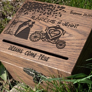 Caixa de Cartão de Casamento 437.1 Decoração de Casamento Rústico Presentes de Princesas Caixa de Cartão de Casamento Personalizada de Príncipes Sonhos se Tornam Realidade