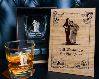 halloween Personalized whiskey gift set. - 83/1 -  Till whiskey Do Us Part.