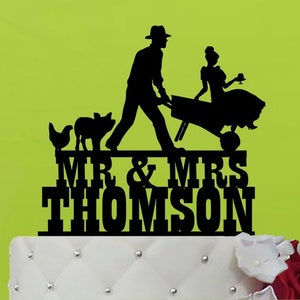Farmer Wedding Cake Topper - 355.1 - Farm Cake Topper - Country  cake topper - Rustic Wedding Cake Topper