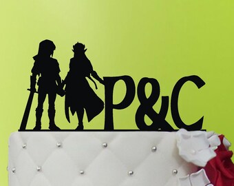 Zelda Wedding Cake Topper – Gamer Bride and Groom, Acrylic Silhouette 366.1