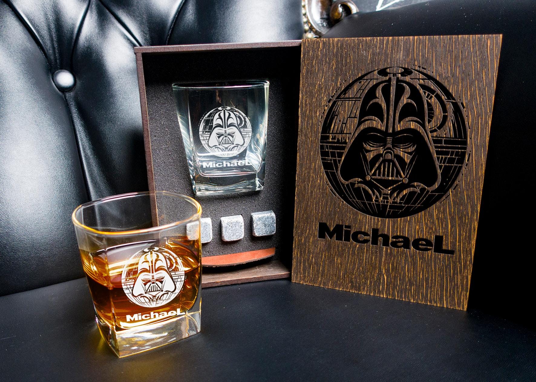 Personalized whiskey gift set  Christmas gift dark side gift  fan gift for groomsman