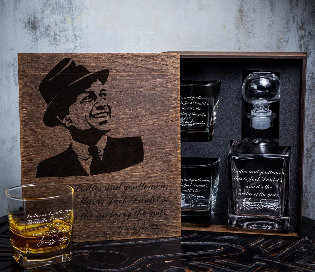 Whiskey Decanter Set 190/1 Whiskey Gift Set Personalized Gift Famous Quotes on Glass and ...