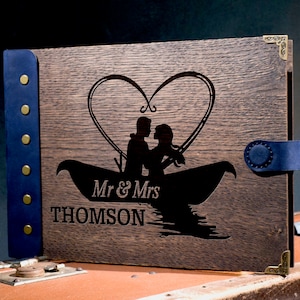 Outdoor Wedding - 306.1 - Personalize guest book wood - fishing Wedding Guest Book Rustic