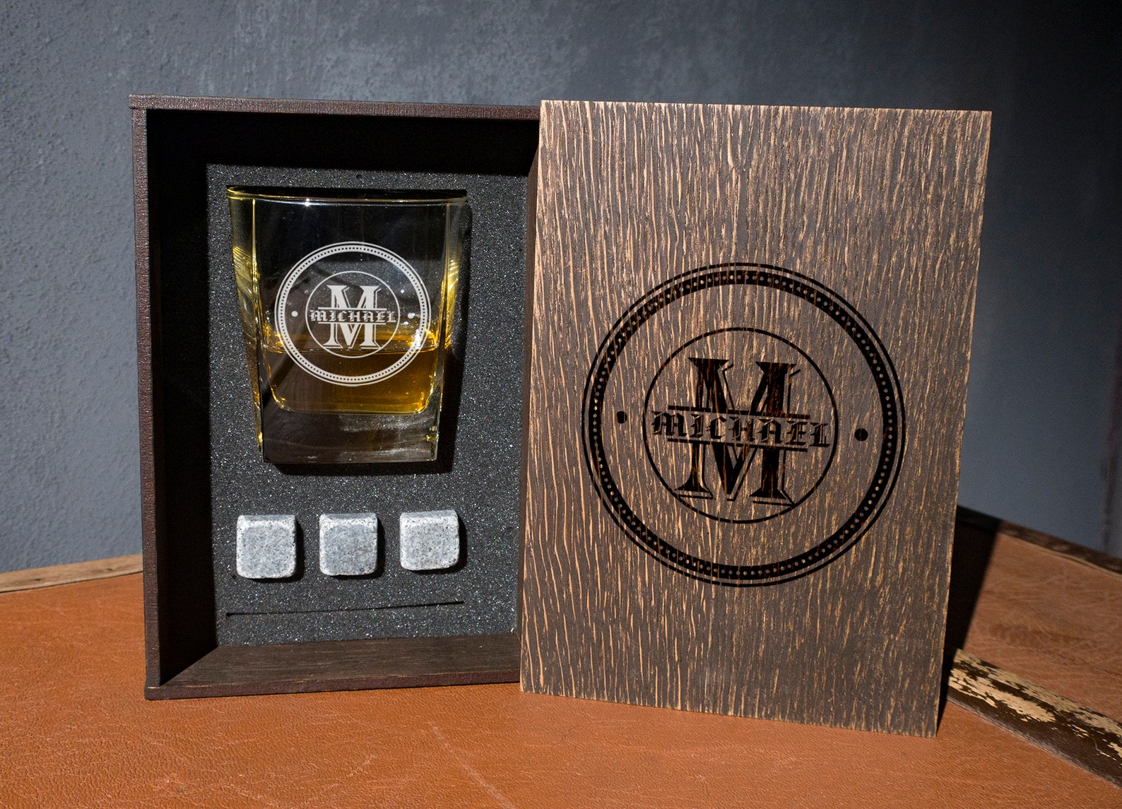 Personalized Whiskey Gift Set 102/1 Coaster and Glass and | Etsy